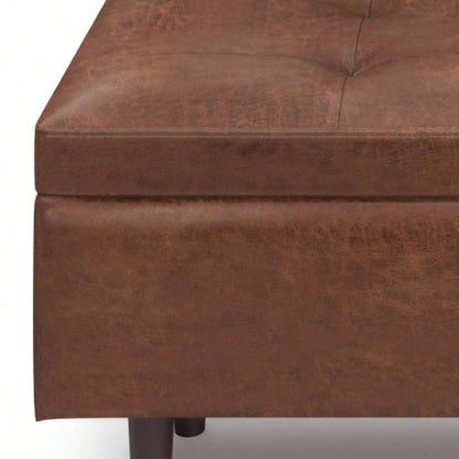 Shay - Mid Rectangular Storage Ottoman - Distressed Brown