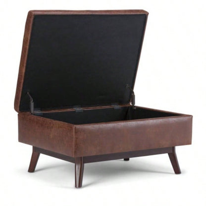 Owen - Coffee Table Storage Ottoman - Distressed Brown