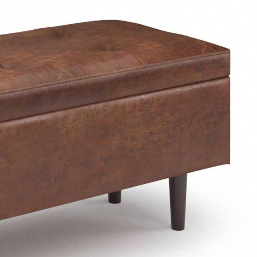 Shay - Mid Rectangular Storage Ottoman - Distressed Brown