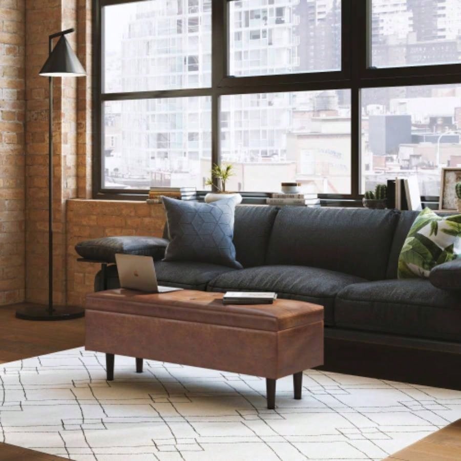 Shay - Mid Rectangular Storage Ottoman - Distressed Brown
