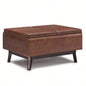 Owen - Tray Top Small Coffee Table Storage Ottoman - Distressed Brown