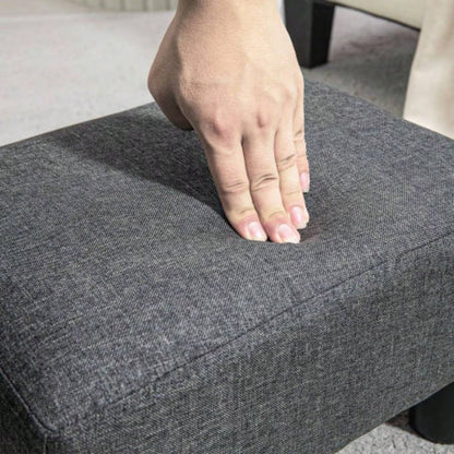 HOMCOM Ottoman Foot Rest, Small Foot Stool with Linen Fabric Upholstery and Plastic, Cube Ottoman Living Room, Charcoal Gray