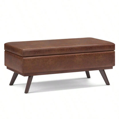 Owen - Lift Top Large Coffee Table Storage Ottoman - Distressed Brown