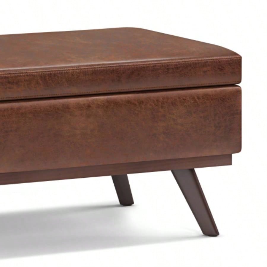 Owen - Lift Top Large Coffee Table Storage Ottoman - Distressed Brown