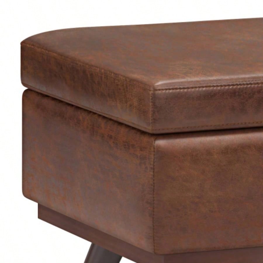 Owen - Lift Top Large Coffee Table Storage Ottoman - Distressed Brown