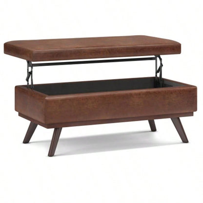 Owen - Lift Top Large Coffee Table Storage Ottoman - Distressed Brown