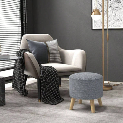 HOMCOM Storage Ottoman, Round Stool Chair with Cushioned Top, Gray