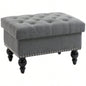 HOMCOM Ottoman with Storage Living Room, 25 Storage Ottoman with Removable Lid, Button - Tufted Fabric Footrest and with Wood, Gray