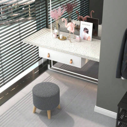 HOMCOM Storage Ottoman, Round Stool Chair with Cushioned Top, Gray