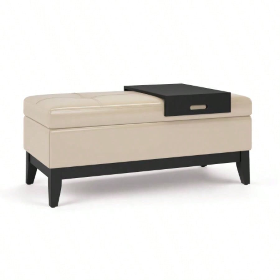 - Storage Ottoman with Tray - Satin