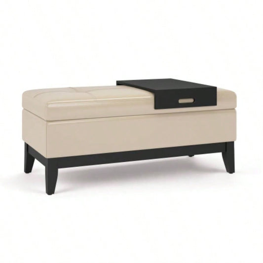 - Storage Ottoman with Tray - Satin