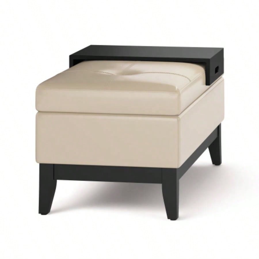 - Storage Ottoman with Tray - Satin