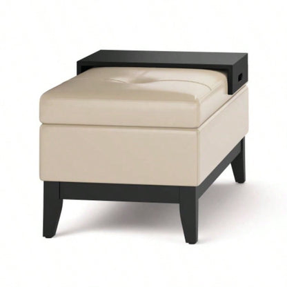 - Storage Ottoman with Tray - Satin