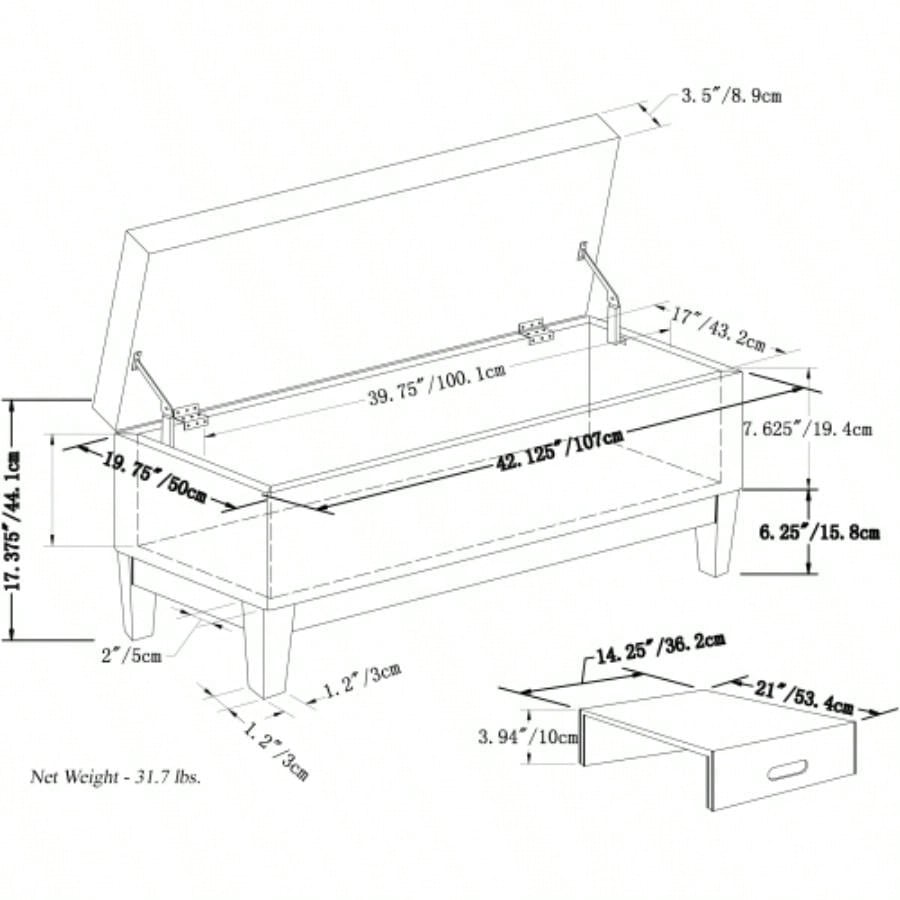 - Storage Ottoman with Tray - Satin