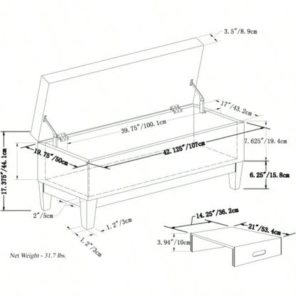 - Storage Ottoman with Tray - Satin