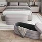 Velvet Ottoman with Storage, Taupe