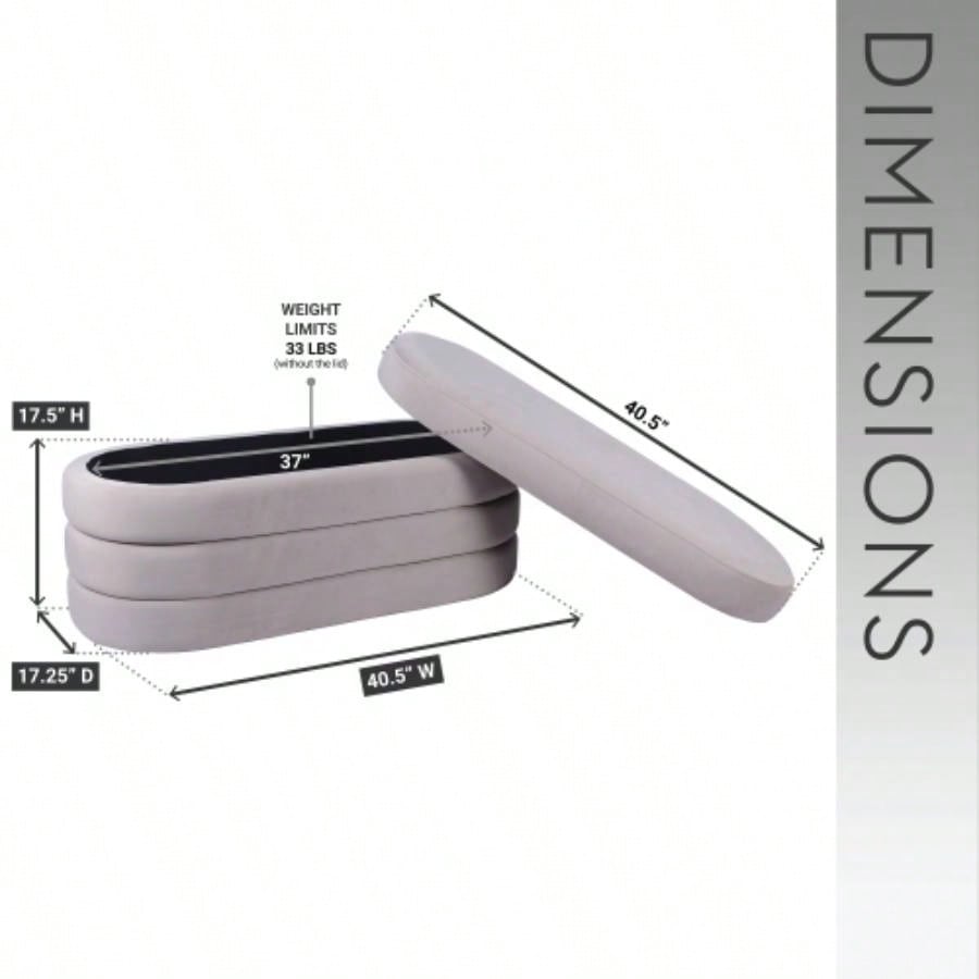 Velvet Ottoman with Storage, Taupe