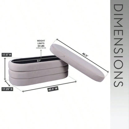 Velvet Ottoman with Storage, Taupe