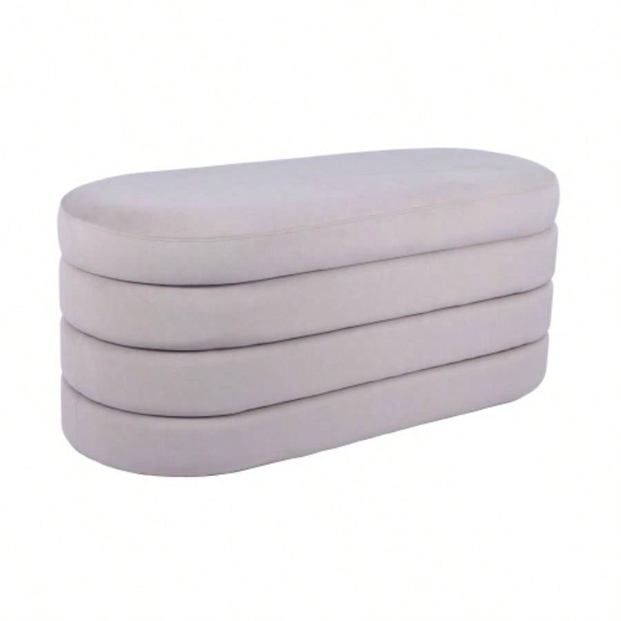 Velvet Ottoman with Storage, Taupe