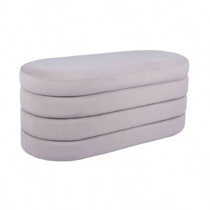 Velvet Ottoman with Storage, Taupe