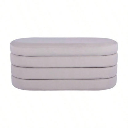 Velvet Ottoman with Storage, Taupe