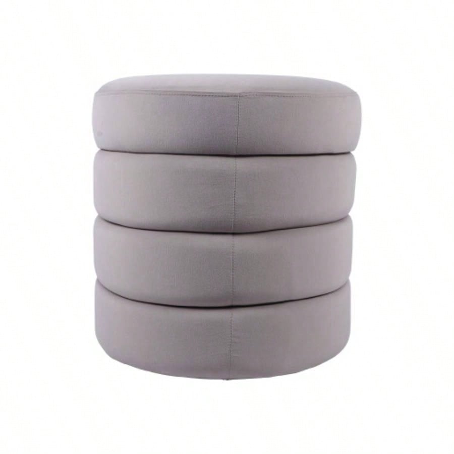 Velvet Ottoman with Storage, Taupe