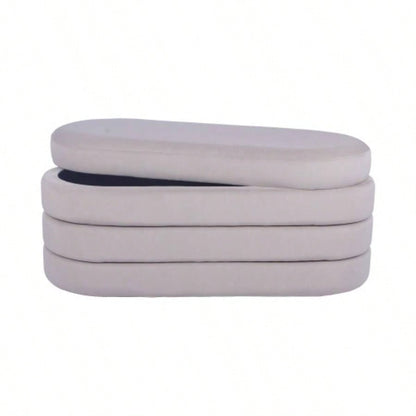 Velvet Ottoman with Storage, Taupe