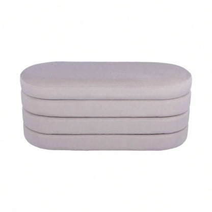 Velvet Ottoman with Storage, Taupe