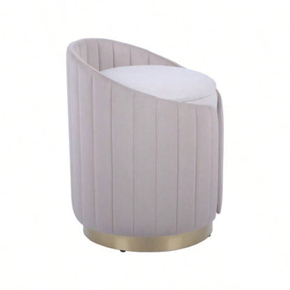 Two - Toned Ottoman with Storage or Vanity Stool, Taupe