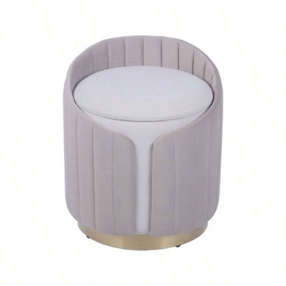 Two - Toned Ottoman with Storage or Vanity Stool, Taupe