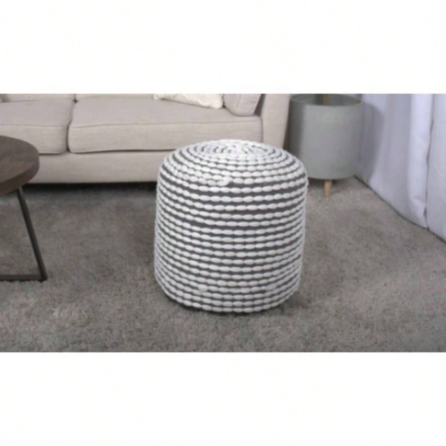 River Resistant Handcrafted Cylindrical Pouf, White