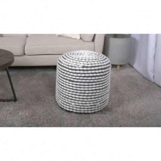 River Resistant Handcrafted Cylindrical Pouf, White