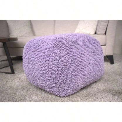 Spongy Microfiber Square Pouf, Lavender