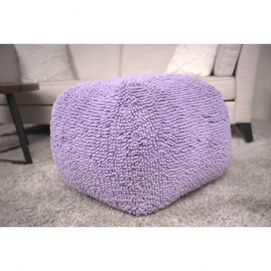 Spongy Microfiber Square Pouf, Lavender