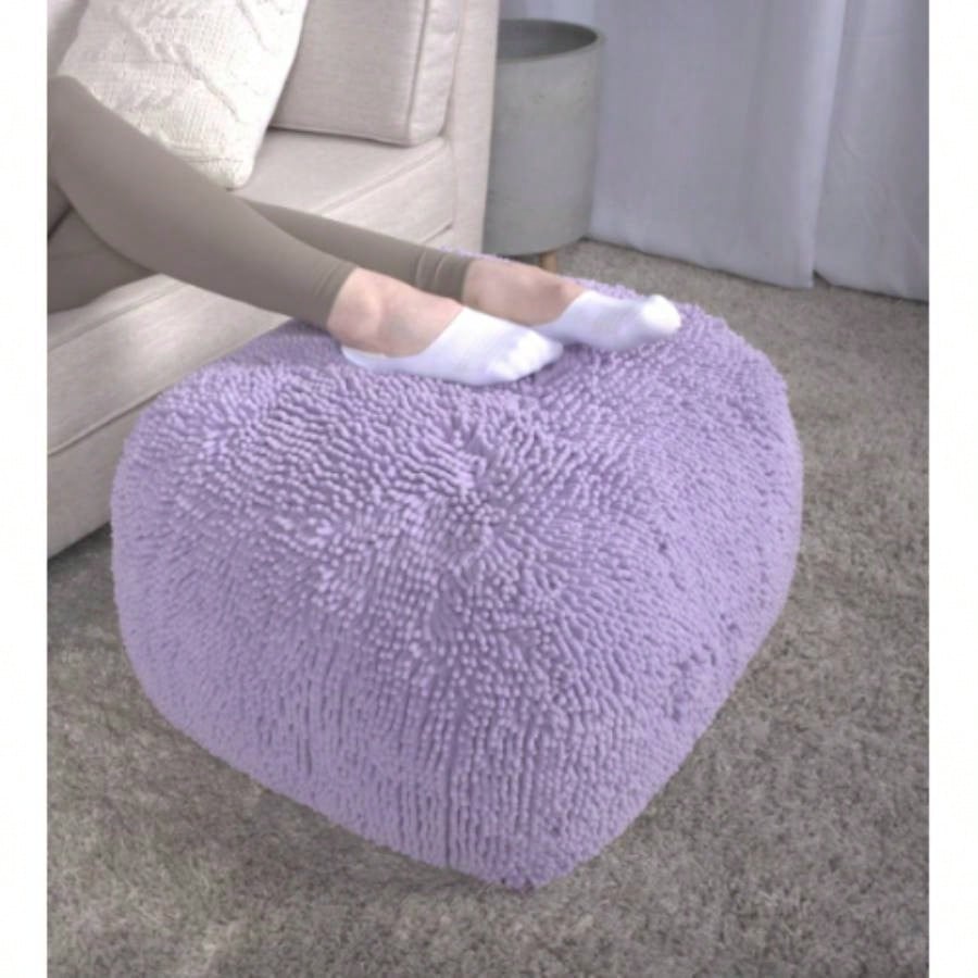 Spongy Microfiber Square Pouf, Lavender