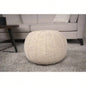 Knitted Cotton Round Pouf, Beige