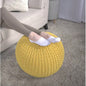 Knitted Cotton Round Pouf, Yellow