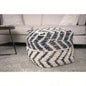 Alina Wool and Cotton Pouf, Natural and Blue