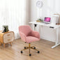 Modern Teddy Fabric Material Adjustable Height 360 Revolving Home Office Chair With Gold Metal And Universal Wheel Indoor, Pink