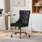 AA Furniture Office Chair, Modern Velvet Upholstered Tufted Button Home Office Chair with Golden Metal Base, Adjustable Desk Chair Swivel Office Chair Beige