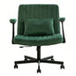 Green Velvet Criss Armrest Office Chair with Wheels - Modern Home Office, Meditation Work