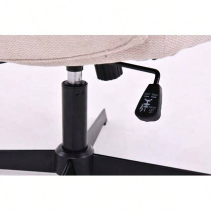 Legged Office Chair, Wide Comfty Desk Chair, Fabric Vanity Home Chair No Wheels Armless Computer Task Chair, Swivel and Height Adjustable