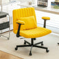 Green Velvet Criss Armrest Office Chair with Wheels - Modern Home Office, Meditation Work