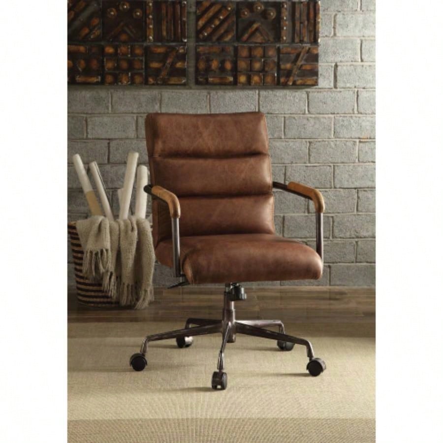 Harith Retro Brown Top Grain Leather Office Chair
