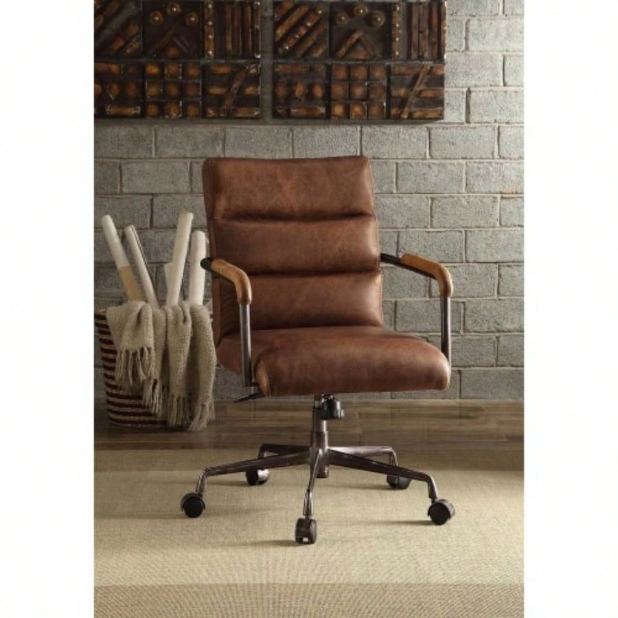 Harith Retro Brown Top Grain Leather Office Chair