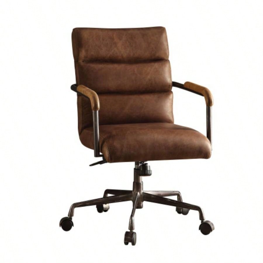 Harith Retro Brown Top Grain Leather Office Chair
