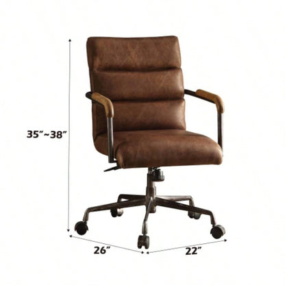 Harith Retro Brown Top Grain Leather Office Chair