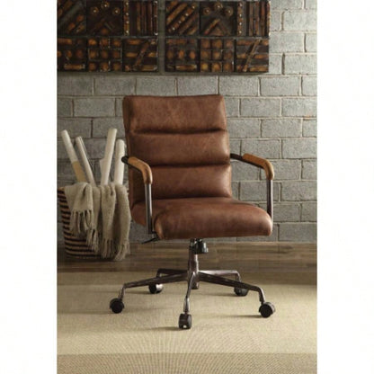 Harith Retro Brown Top Grain Leather Office Chair