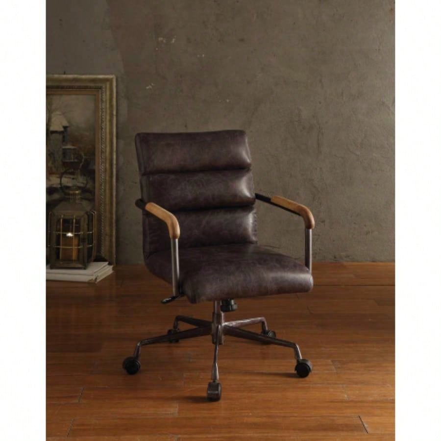 Harith Retro Brown Top Grain Leather Office Chair