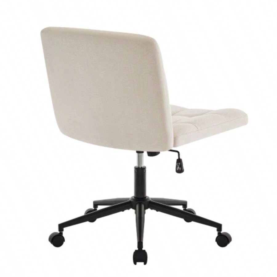 Homw Office Desk Chair with Wheels, Armless Desk Chair with Lumbar Support, Adjustable Height 360 Rolling Swivel Computer Chairs Home Office Study Room, Linen, Beige